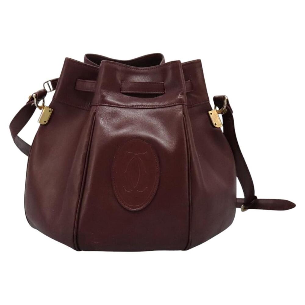 Cartier Leather Must Line Shoulder Bag Bordeaux Gold